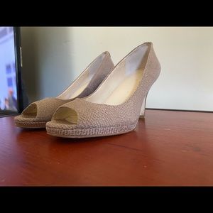Calvin Klein “Kail” Lizard Print Peep Toe
